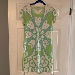 Chic Green and White Floral Mini Dress